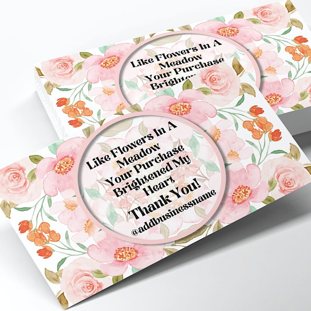 Flowers In A Meadow Business Thank You Cards - 2" x 3.5"